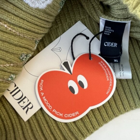 Cider XL Knit Floral Crop Tank Top Olive Green Bees Flower Garden Cottagecore - Picture 8 of 11